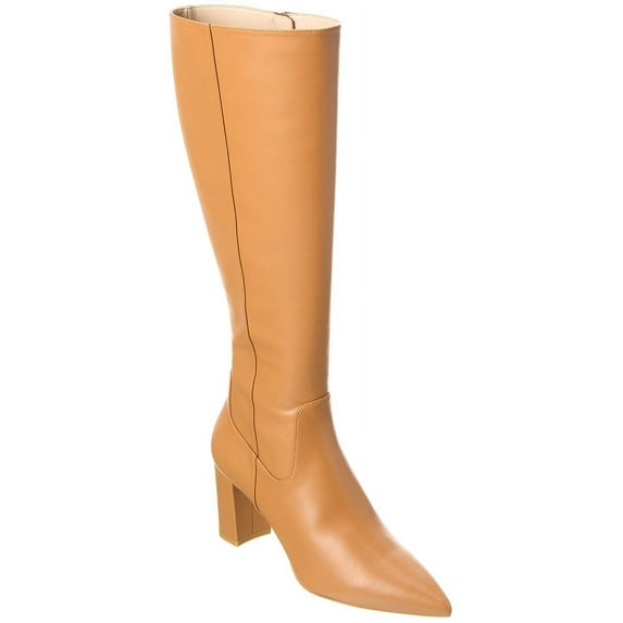 Stuart Weitzman Renegade Zip 75 Leather Knee-High Boot, 7.5, Brown