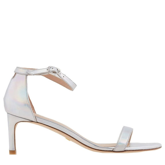 Stuart Weitzman Silver Nunakedstraight 60 Sandals, Brand Size 37 ( US Size 6.5 )
