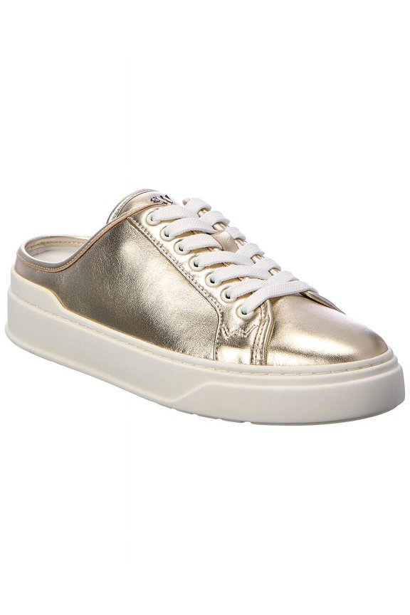 Skater Mule Leather Sneaker, 7, Silver