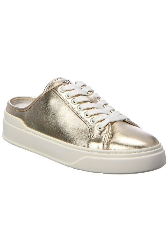 Skater Mule Leather Sneaker, 9.5, Silver