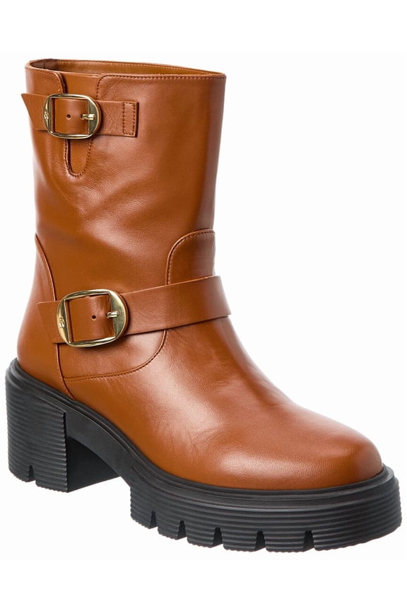Soho Leather Moto Bootie, 8, Brown