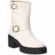 Stuart Weitzman Soho Moto Leather Bootie, 9, White