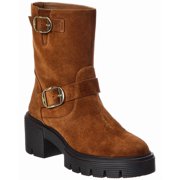 Stuart Weitzman Soho Moto Suede Bootie, 10, Brown