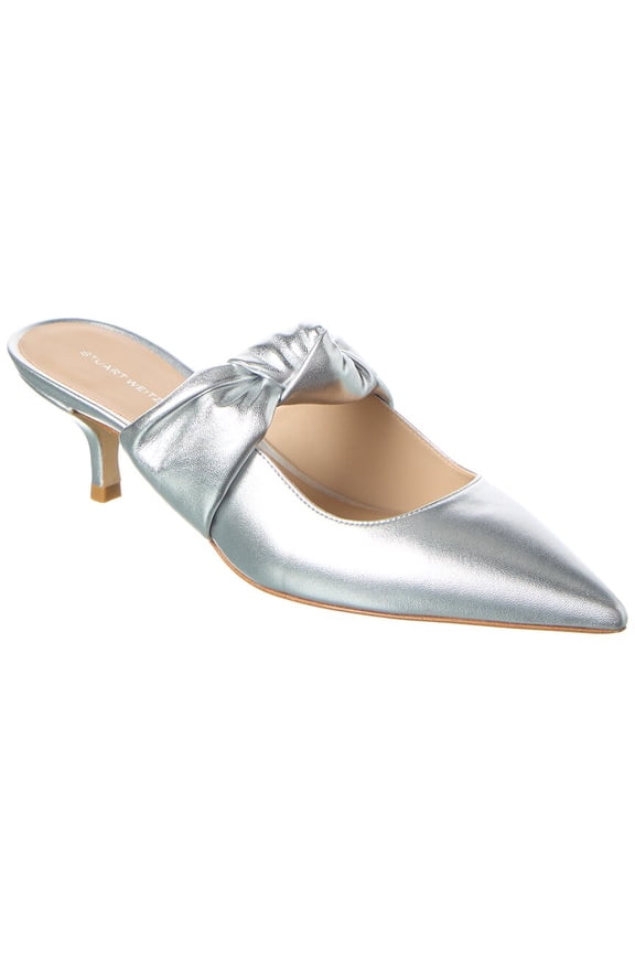 Solange Leather Mule, 7.5, Silver