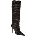 thumbnail image 1 of Stuart Weitzman Strt Ruched 100 Satin Knee-High Boot, 9.5, Black, 1 of 5