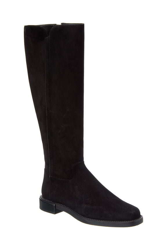 Suede Knee-High Riding Boot, 7.5, Black