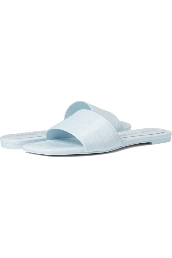 Stuart Weitzman Summer Sandal Women's US 5 Blue Leather Square Toe Slide ZPO2884