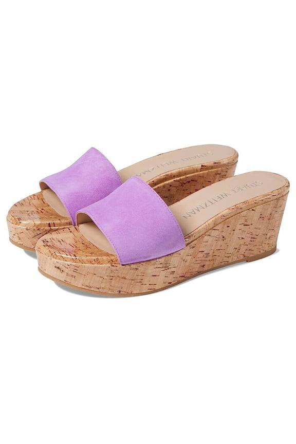 Summer Wedge Sandals Women's US 9.5 Lilac Leather Slide KHD893