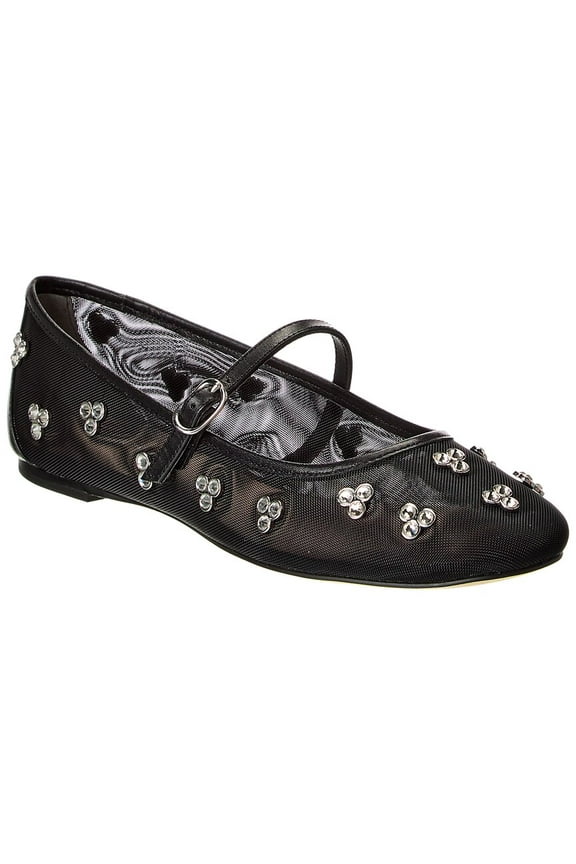 Tammy Mesh & Leather Mary Jane Ballet Flat, 7, Black
