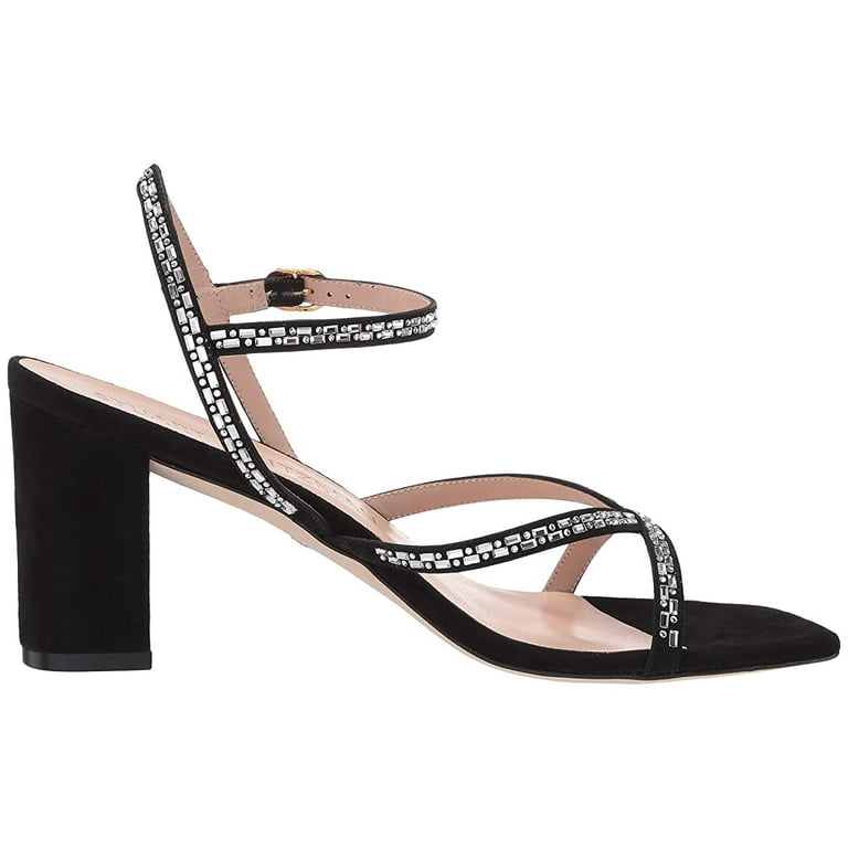 Stuart Weitzman Women s Black Suede Harlowe Crystal Embellished Sandals Walmart