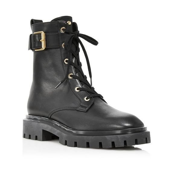 Stuart Weitzman Womens Ultra Pull On Faux Leather Combat & Lace-up Boots