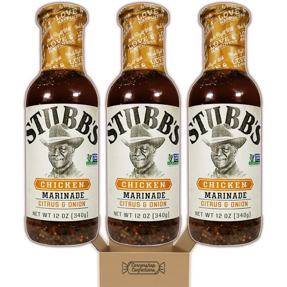Stubb's Chicken Marinade - Citrus & Onion Blend - 3, 12 Ounce Bottles - Gluten Free, Kosher, Non-GMO, No High Fructose Corn Syrup - For Grilling, Slow Cooker, Skillet in Cornershop Confections pack