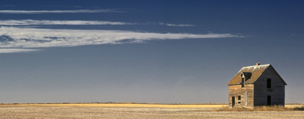 Stubble Field And Old House Saskatchewan Canada Canvas Art - Darwin Wiggett Design Pics (44 x 16)