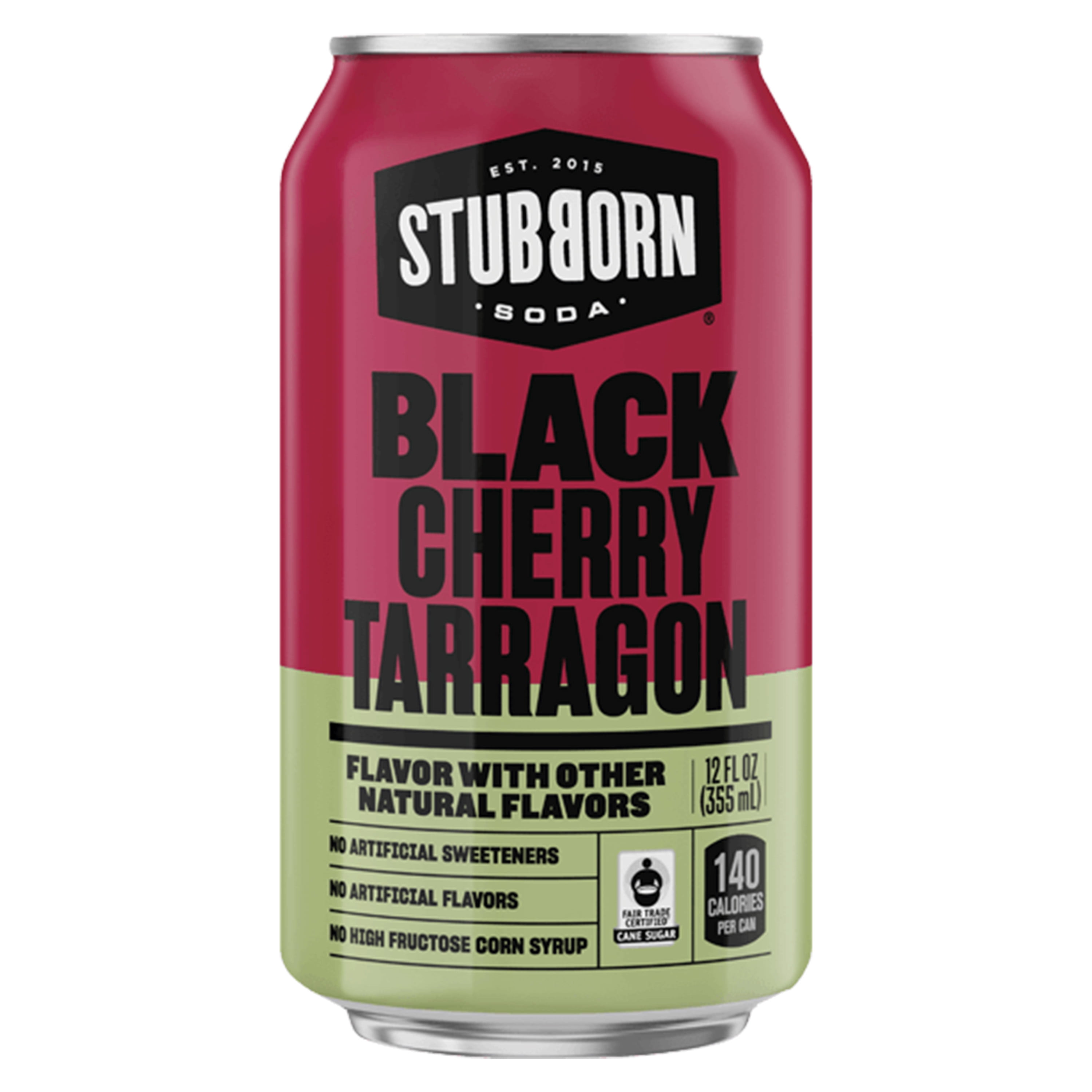 Stubborn Black Cherry Tarragon Soda, 12 oz Cans, 12 Count