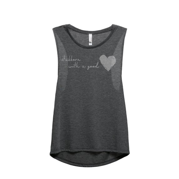 Stubborn With A Good Heart Women's Fashion Sleeveless Muscle Workout Yoga Tank Top Charcoal Grey X-Large