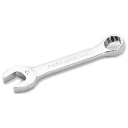 Stubby Chrome Combination Wrench, 13mm, with 12 Point Box End, Fully Polished, 4-1/4"" Long