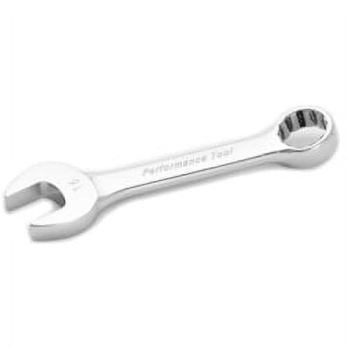Stubby Chrome Combination Wrench, 16mm, with 12 Point Box End, Fully Polished, 4-13/16"" Long