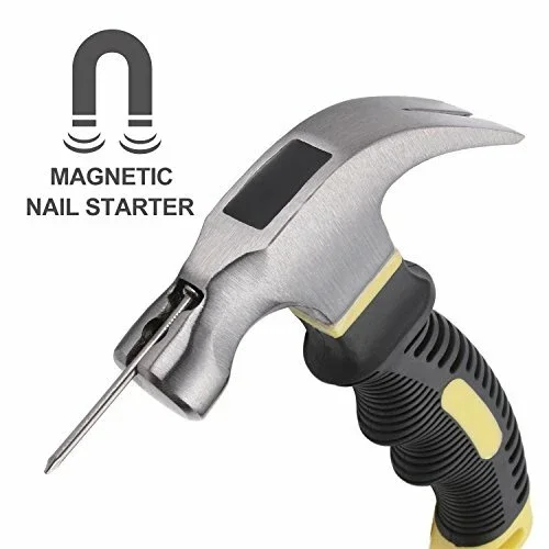 Stubby Claw Hammer 6 Inch With Magnetic Nail Starter For Household 8-Oz, 1-Pack