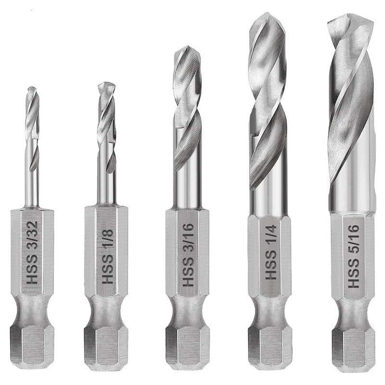 Stubby Drill Bit Set For Metal Quick Change 1/4" Hex Shank M2 Hss Metal