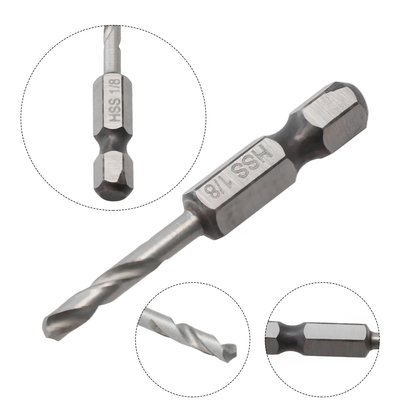 Stubby Drill Bit Set for Metal Quick Change 1/4\" Hex Shank M2 HSS