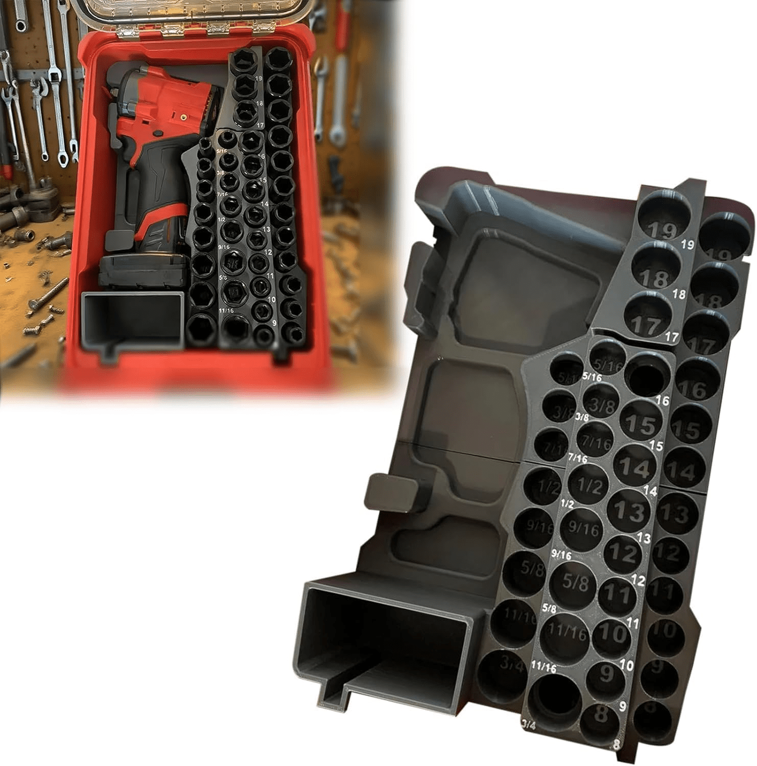 Stubby Impact Wrench and Socket Kit Insert Compatible with Milwaukee ...
