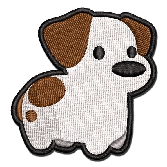 Stubby Jack Russell Terrier Dog Puppy Applique Multi-Color Embroidered Iron-On Patch - 3 Inch Medium