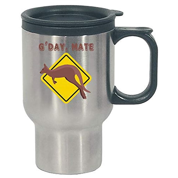 Stuch Strength Funny Aussie - G'Day Mate Australia - Down Under Kangaroo Humor - Stainless Steel Travel Mug