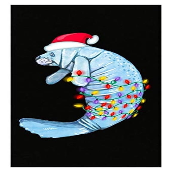 Funny Manatee Christmas Poster - Holiday Lights D√©cor - 13x19" Wall Art