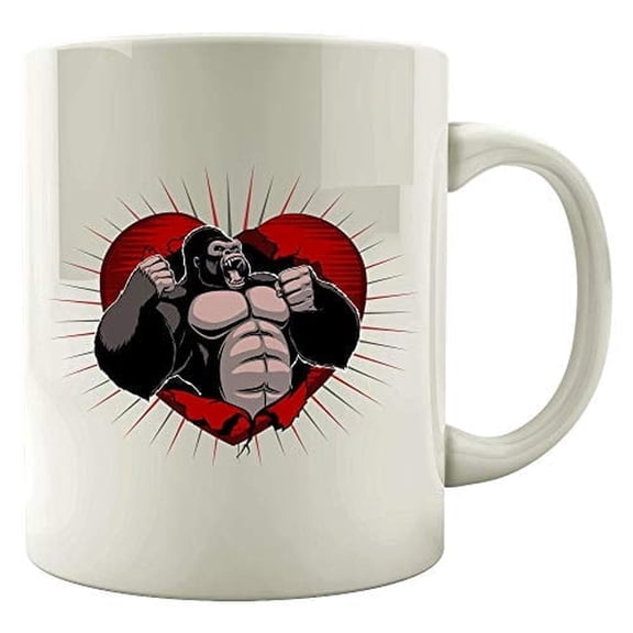 Stuch Strength 11 oz Coffee Mug - Funny Gorilla White Ceramic Gift