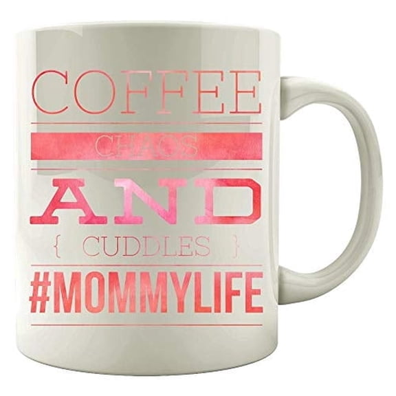 Mom 11 oz Coffee Mug - Coffee Chaos And Cuddles White Ceramic Gift