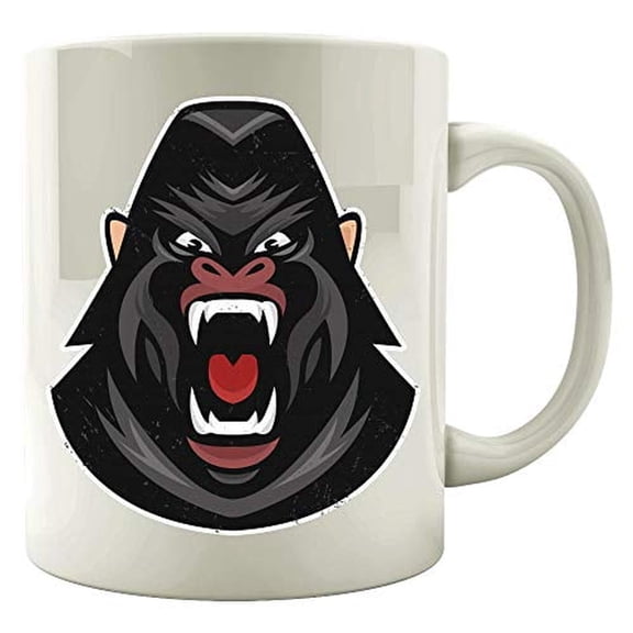 Gorilla 11 oz Coffee Mug - Yelling Ape Primate Humor White Ceramic Gift