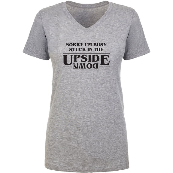 Stuck In The Upside Down Womens V-Neck T-Shirt