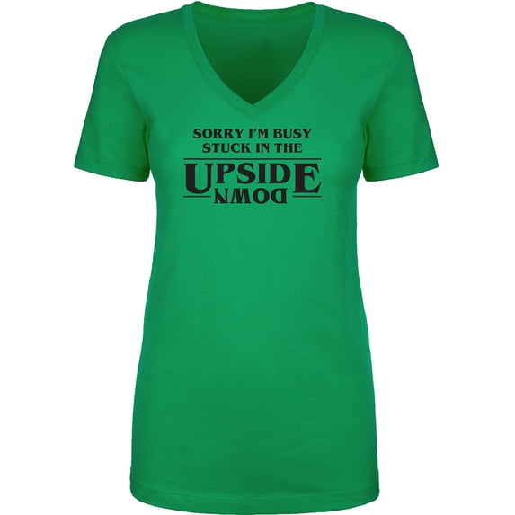Stuck In The Upside Down Womens V-Neck T-Shirt