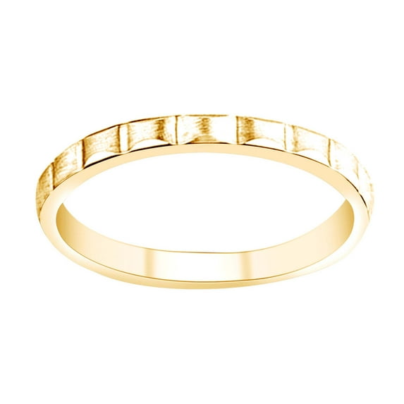 AFFY Stuckable Wedding Band Ring With Structure In 18k Solid Yellow Gold Ring Size-5.5