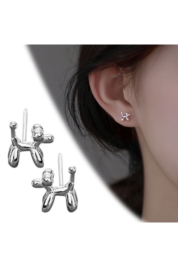 Stud Earrings Balloon Dog Earrings Female New 2024 Models to Raise The Ear Hole Compact Earrings Sweet and Earrings to Send