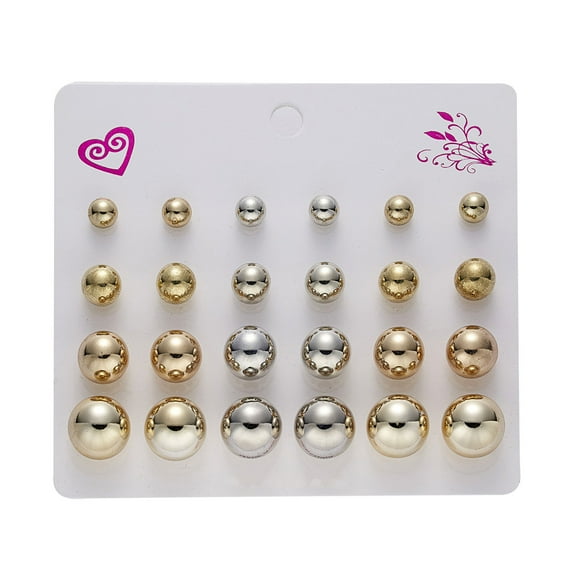 Stud Earrings Set,New Paper Card Zircon Earrings All-match 12 Pairs Of Pearl Card Earrings Female
