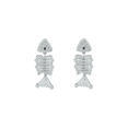 thumbnail image 1 of 【Stud Earrings】Tiered Fishbone Cubic Zirconia Earrings with Dark Accents, Edgy & Dimensional, Ideal for Women Loving Avant-Garde Styles, 1 of 6