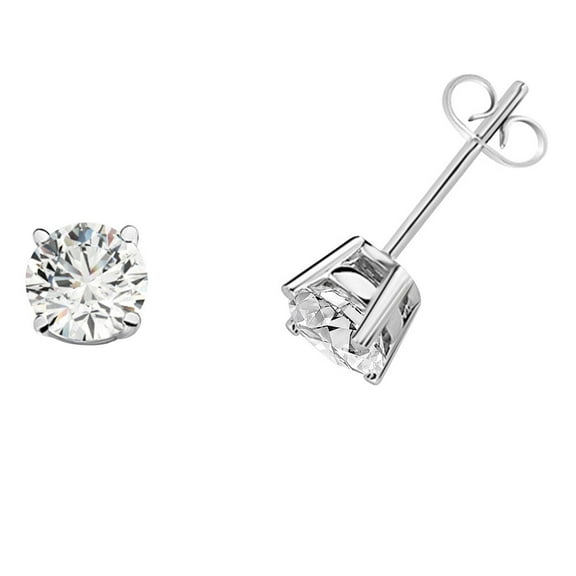 Stud Earrings Women Jewelry 0.10Ct Diamond In 14K Solid White Gold Secure Backs