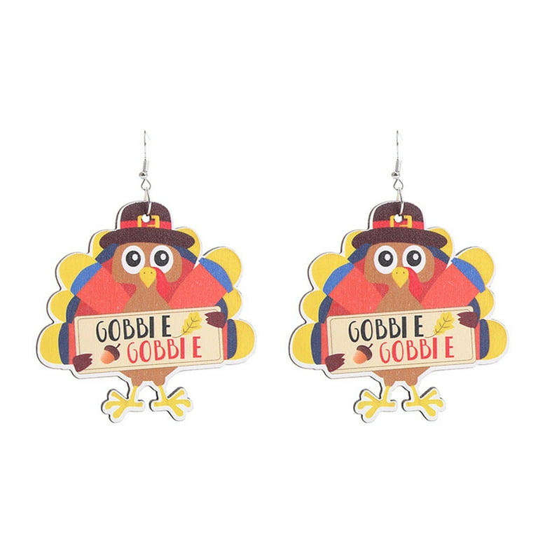 Stud Earrings for Women Womens Thanksgiving Fall Wooden