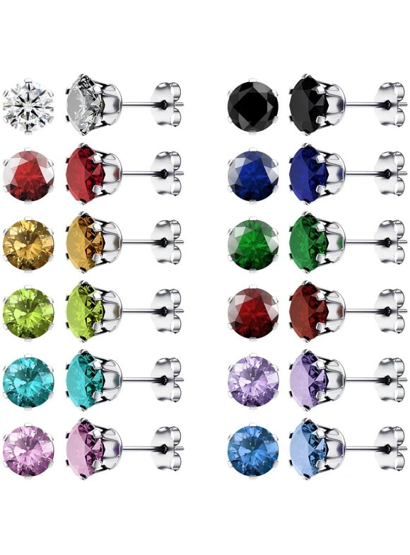 Stud Earrings for Women Hypoallergenic Earrings Set 12 Pairs Value Packaging