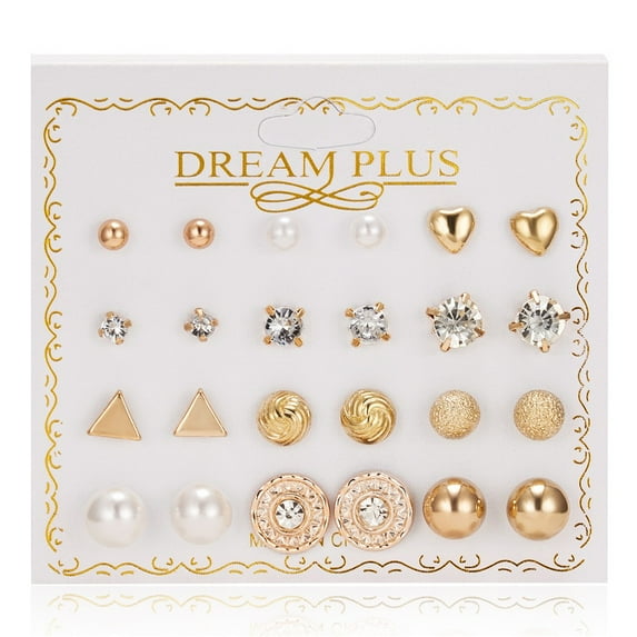 Stud Earrings for Women Womens Twelve Pairs Of Crystal Pearl Set Gifts Valentine's Day Gifts Clearance