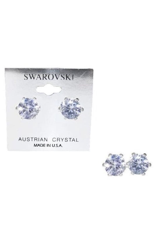 Stud Earrings in Clear Swarovski Crystal with Heart-Shaped Gift Box