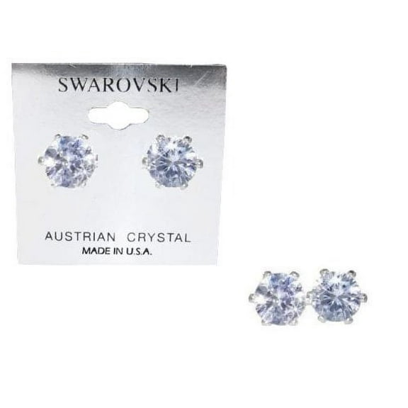 Stud Earrings in Clear Swarovski Crystal with Heart-Shaped Gift Box