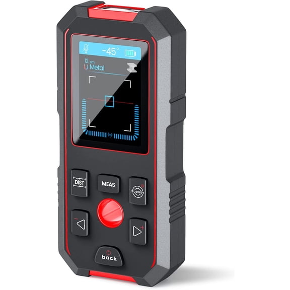 Stud Finder with 196ft Laser Measure, 3 in 1 Electric Wall Scanner Sensor with 0.1 Digital Level Lithium Battery, LCD Studs Detector Audio Broadcast for Wood Magnetic Metal AC Wire Finding