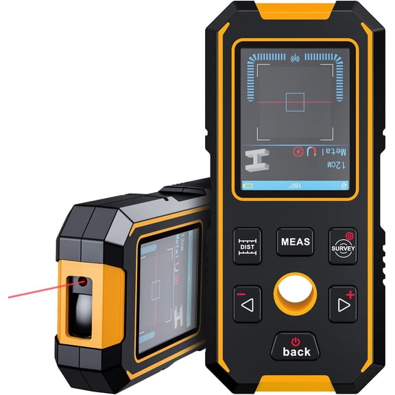 Stud Finder - 4 in 1 Stud Finder Wall Scanner with Laser Measure, Rechargeable Stud Detector Smart Sensor & Audio Alarm, HD LCD Display, Accurate Wall Detector for Metal Wood AC Live Wire