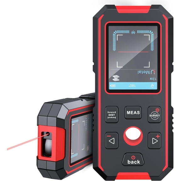 Stud Finder Wall Scanner, 3 in 1 Stud Finder & Laser Distance Meter & Digital Level, Rechargeable Wall Detector for Wood AC Live Wire Metal Studs Detection, Laser Measure 60M/196ft