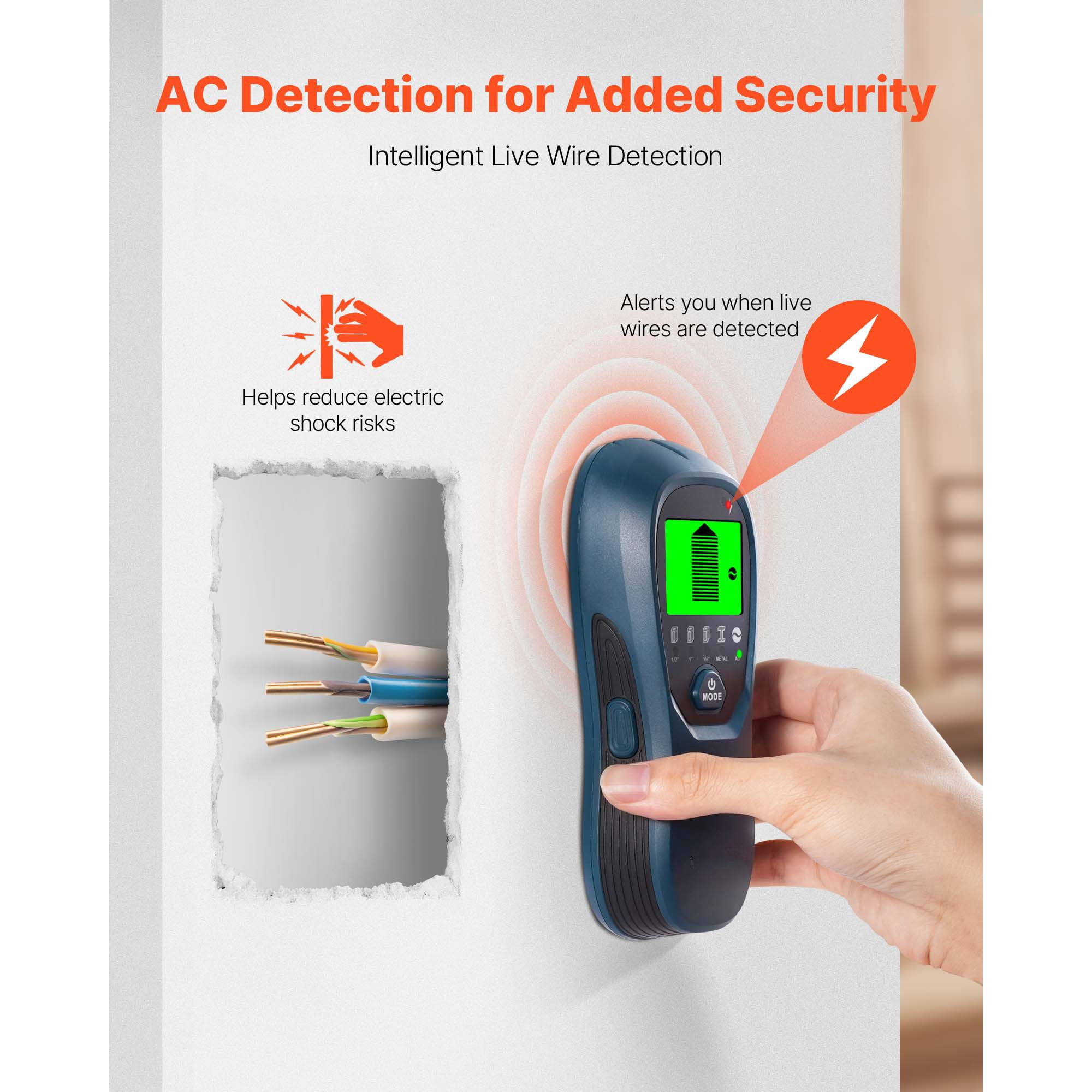 Stud Finder Wall Scanner, 5 in 1, Electronic Wall Stud Detector with Smart Sensor, High-Definition LCD Display and Audio Alarm, for the Center and Edge of Metal, AC Wire, Joists, Pipes, Blue