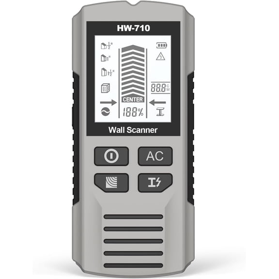 Stud Finder Wall Scanner 5-in-1 Upgraded Chip FOGZUVR: Wall Detector Detect Wood/Metal/AC Wire/Pipe, Wire finder LCD Display & Audio Alarm for Edge/Center Precision, Sky Silver(Without 9V Batteries)