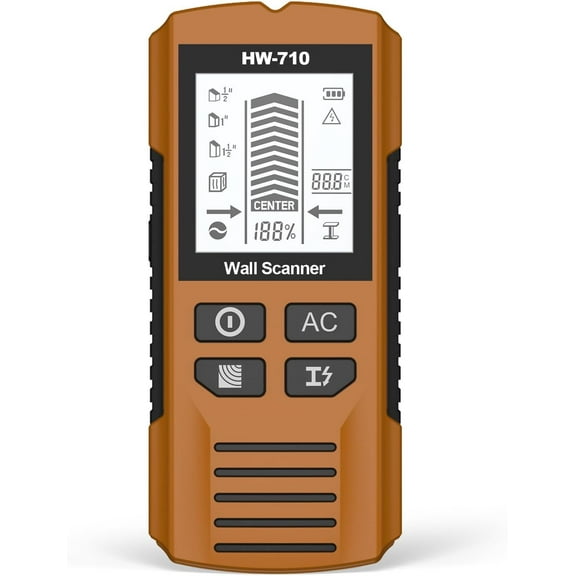 Stud Finder Wall Scanner 5-in-1 Upgraded Chip FOGZUVR -Wall Detector Detect Wood/Metal/AC Wire/Pipe, Wire finder LCD Display & Audio Alarm for Edge/Center Precision,Maple brown(Without 9V Batteries)