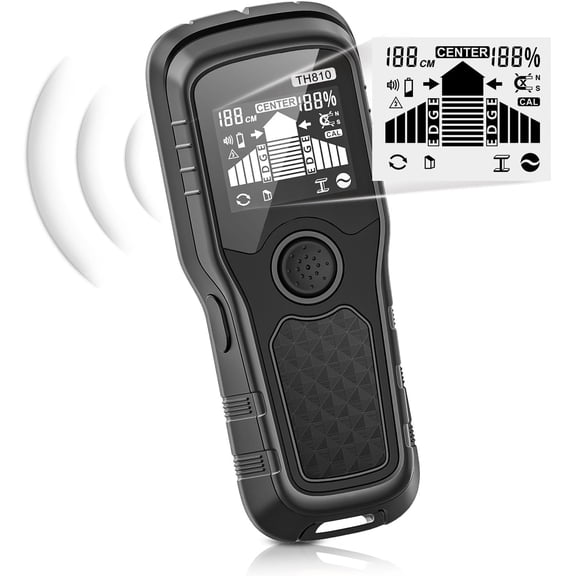 Stud Finder Wall Scanner - 6-in-1 Upgraded Multifunction Auto Detection with LCD Display & Audio Alarm for Wood, Metal & AC Wires, Ideal for Home DIY & Professional Contractors (Black)